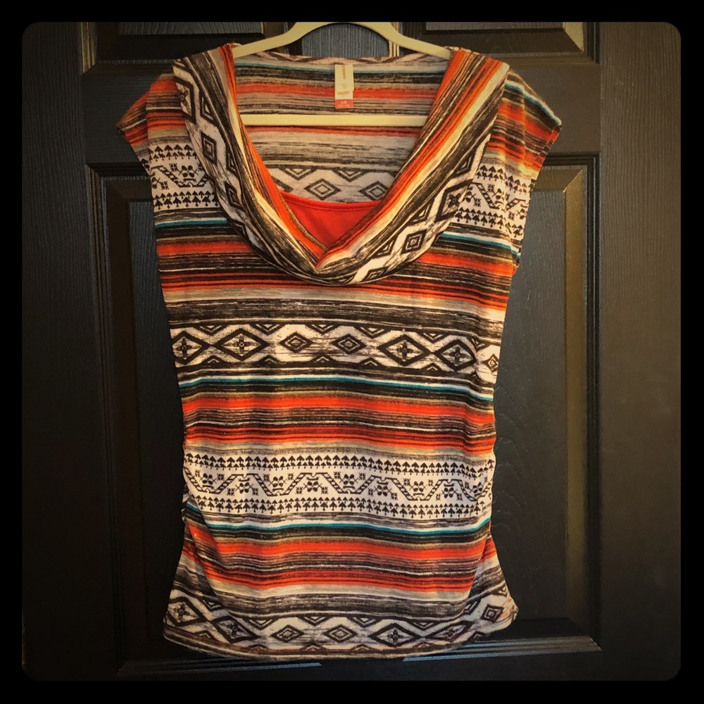 Orange pattered Aztec shirt